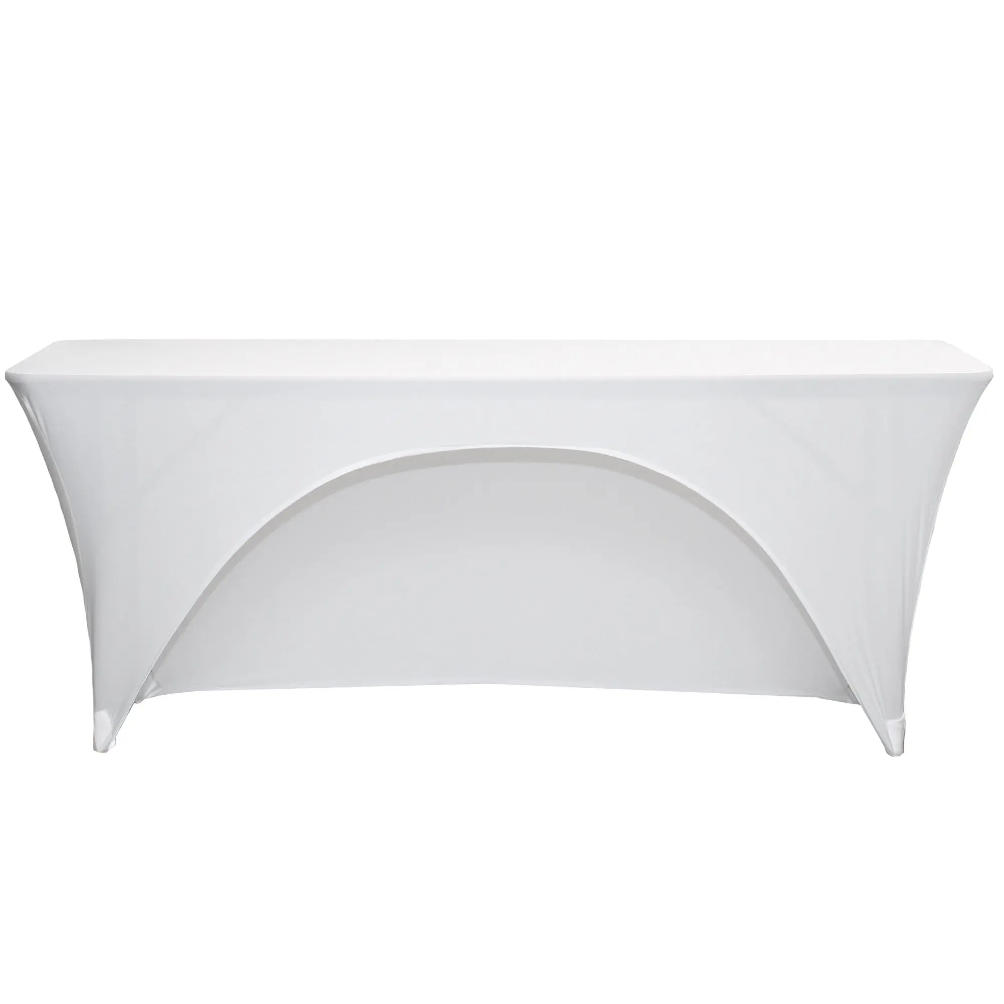 8Ft  x 18 Inches Open Back Classroom Spandex Table Cover White