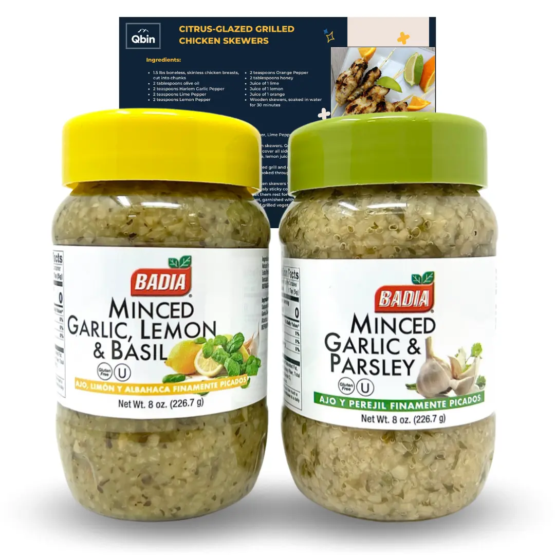Badia Spices Gourmet Minced Garlic Duo Seasoning - Lemon & Basil, Parsley Blends, 8 oz Jars, Pack of 2, Herbal Flavor Mix for Garlic Bread, Cooking Spice, Seasonings Flavor