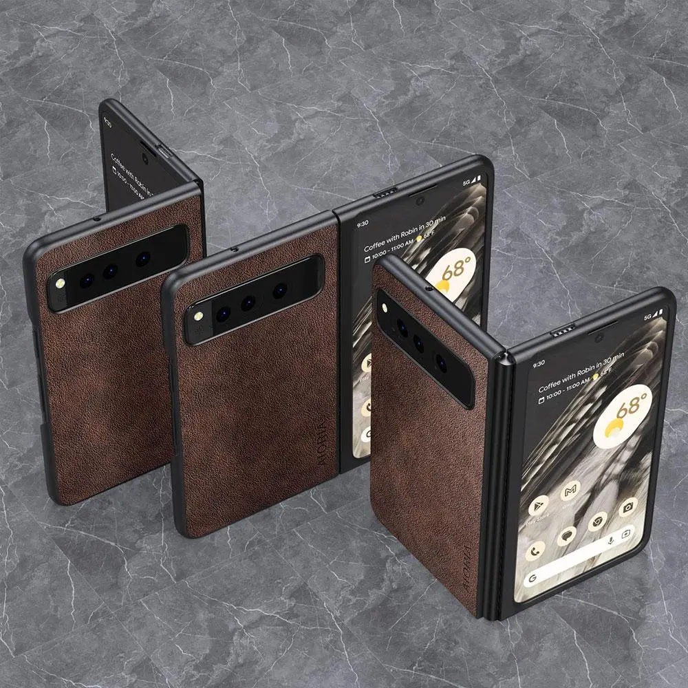 PU Leather Case for Google Pixel Fold 5G Simply Business Style Hard PC with PU 2in1 Material