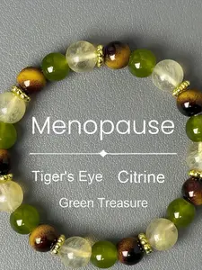 Natural Tiger's Eye, Citrine & Green Treasure Beaded Menopause Balance Bracelet, Bohemian 8mm Stone Beads, Natural Healing Jewelry for Hot Flashes & Menopause Relief, All-Season Spiritual Gift for Women, Jewelry Bracelets