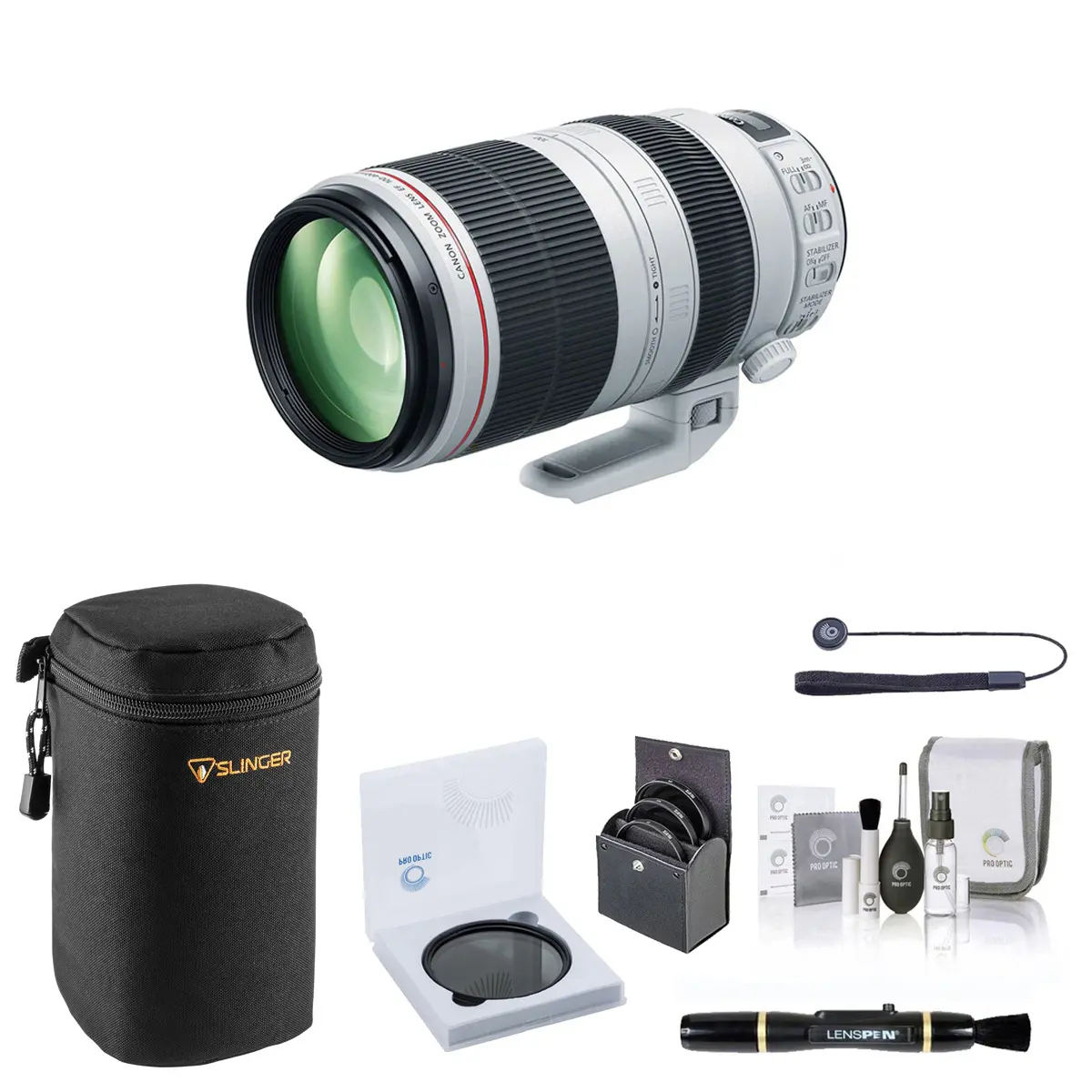 Canon EF 100-400mm f/4.5-5.6L IS II USM Lens, Bundle with VND Filter, Filter Kit, Soft Lens Case, Lens Cleaner, Cleaning Kit, Universal Lens Cap Tether
