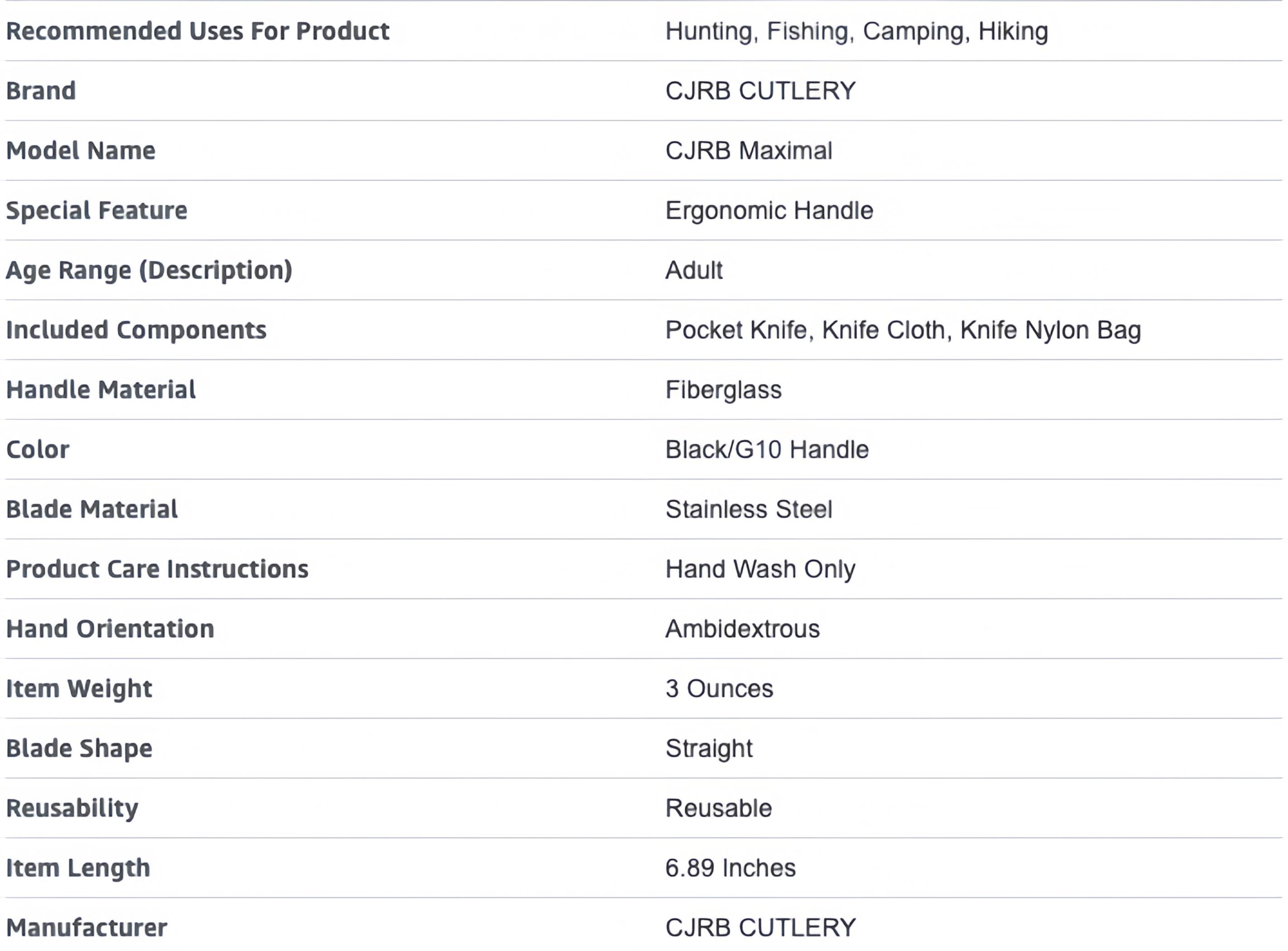 CJRB Maximal Pocket Tool Knife with 2.95" AR-RPM9 Steel Blade and G10 Handle Knife for Camping, Survival Gear, Outdoor Survival Supplies and Survival Equipment Set