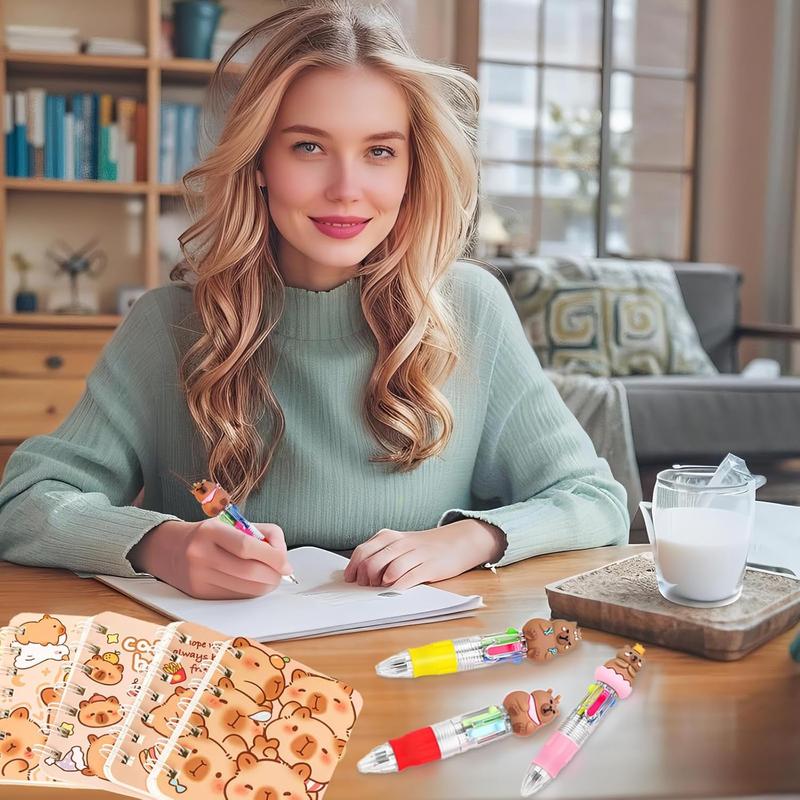 96 count Capybara Gifts Bulk,4-in-1 Ballpoint Pens,Stickers,Notepads,Organza Bulk Gifts Set for Teachers School Office Party Favor Supplies