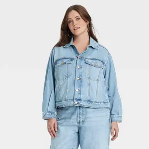 Women's Studded Denim Trucker Jacket - Universal Thread