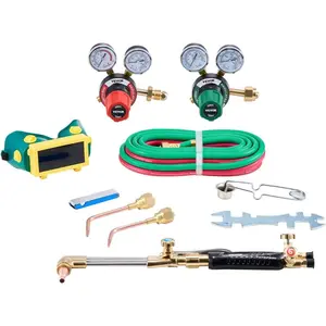 VEVOR Oxygen Acetylene Torch Kit, Gas Welding Cutting Torch Kit, 14PCS Portable Oxy Acetylene Brazing Set with 177'' Twin-Hose, Cutting Nozzle, 2 Welding Tips Cylinder Holder (without Gas Cylinder)VEVOR Super Brand Day