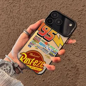 Lightning McQueen 95 Retro Race Car Phone Case, Shockproof Durable PC Cover with Screen Protection, Cute Vintage Design for iPhone 17 16 15 14 13 12 11 Pro Max XR XS&Samsung S26 25 24 23 22 Anti-Scratch Protective Shell