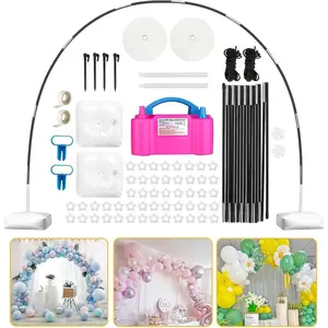 Balloon Arch Kit With Balloon Pump Electric, 110V 600W Automatic Dual Nozzle Portable Inflator With Balloon Arch Stand For Birthday,Gender Reveal,Baby Shower Balloons Party Decorations