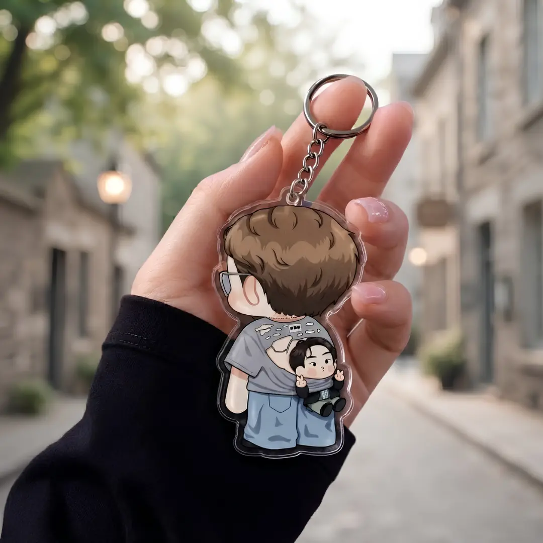 Cute Chibi Bangtang Boys 3 Inches Acrylic Keychain - Kpop Idol Bag Charm & Backpack Pendant. Clear Key Ring Accessory Fan Gift