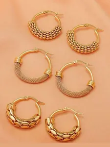 3 pairs Gold Hoop Earrings for Women, 18K Gold Plated Twist Weave Huggie Hoop Earrings, Minimalist Trendy Circle Loop Earrings Fashion Jewelry Gift