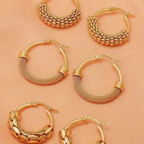 3 pairs Gold Hoop Earrings for Women, 18K Gold Plated Twist Weave Huggie Hoop Earrings, Minimalist Trendy Circle Loop Earrings, Hoop Shape Earrings Fashion Jewelry Gift, Ear Hoops