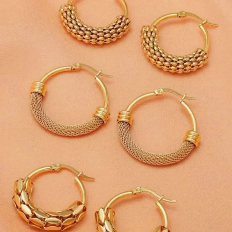 3 pairs Gold Hoop Earrings for Women, 18K Gold Plated Twist Weave Huggie Hoop Earrings, Minimalist Trendy Circle Loop Earrings, Hoop Shape Earrings Fashion Jewelry Gift, Ear Hoops