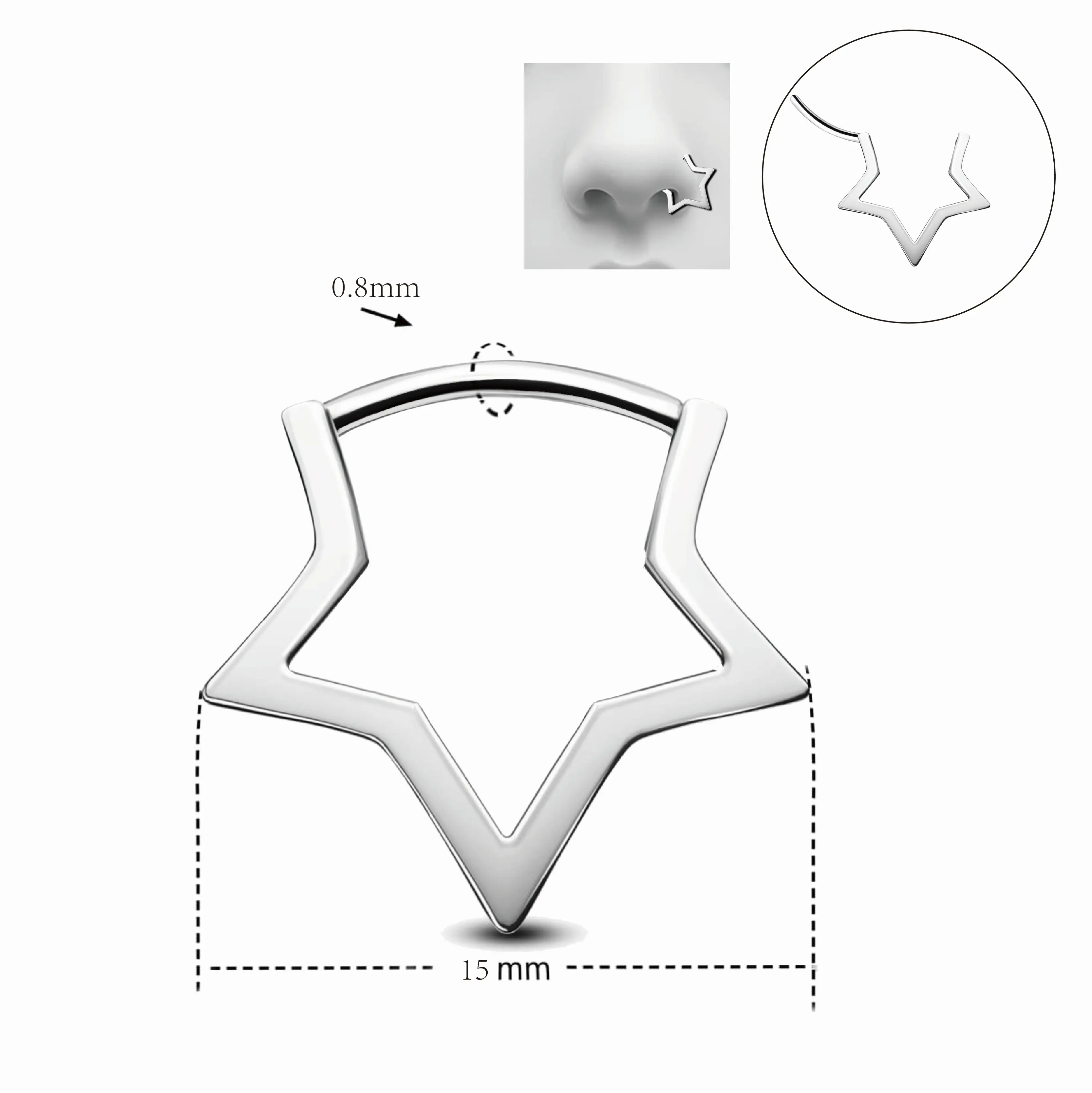 20G Star Nose Ring Body Piercing Jewelry