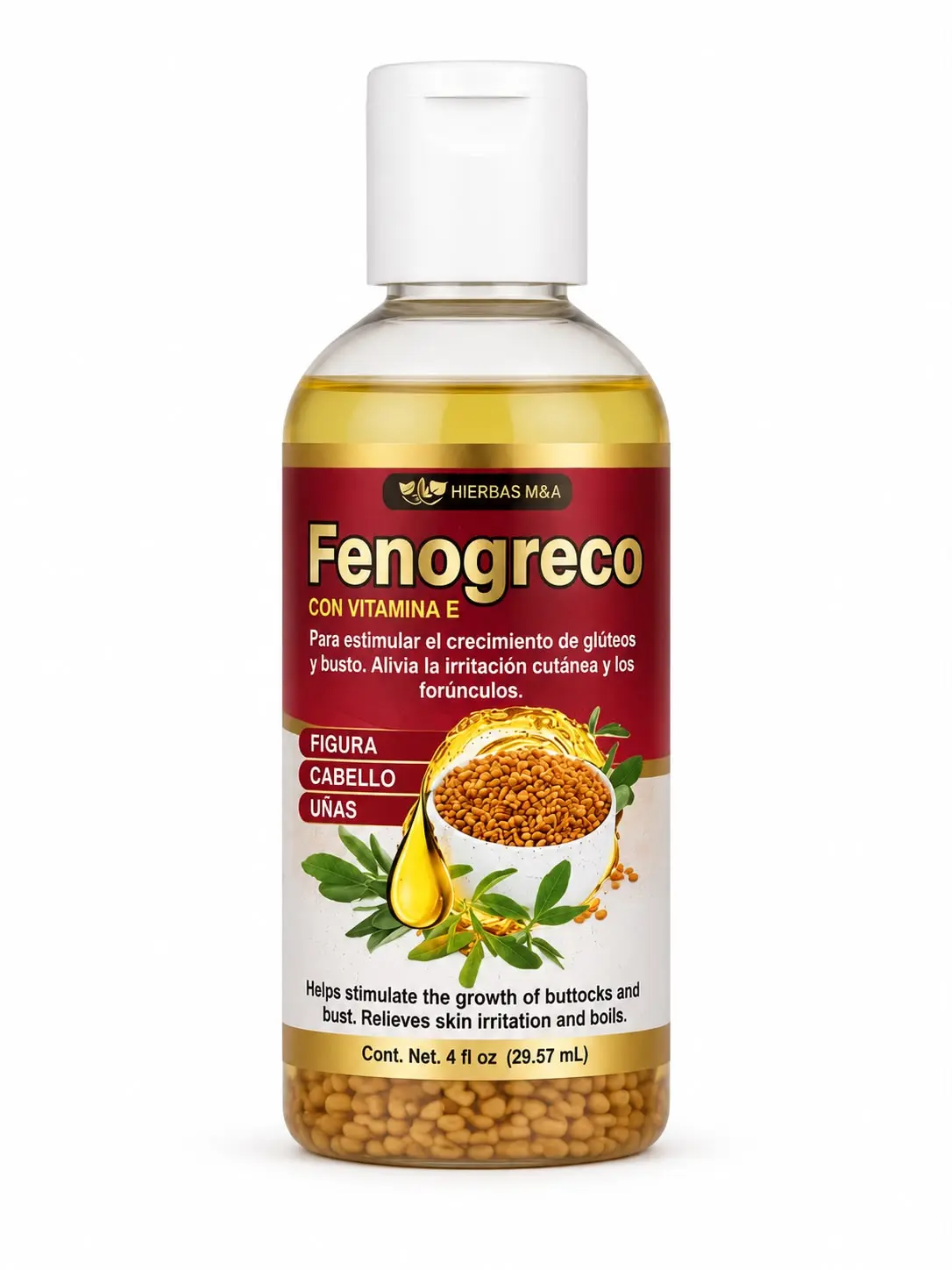 Fenugreek Oil for Massage Body Oil Aceite de Fenogreco Premium Natural 30 ML. Massage Oil Masaje