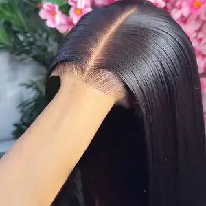 Glueless Ready to Wear Wig Raw Vietnamese Human Hair Straight HD Lace Front Wig Short Bob Wig 7x5 Transparent Lace Closure Wig 30 32inches