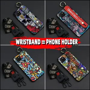 Wrist Strap Shockproof Phone Case For TCL T-Mobile Revvl 5G Back Cover Lanyard protective Graffiti Phone Holder Silicone personality Fashion Design Anti-dust Dirt-resistant ring