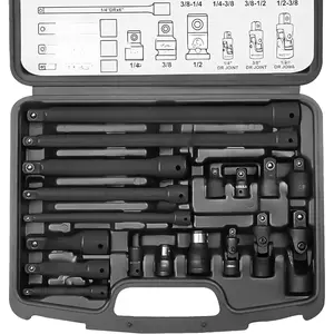 18- Drive Tool Accessory Set, includes 1/4" 3/8 & 1/2 Drive Socket Extension Set, Socket Adapter, Universal Joints, Cr-V Steel