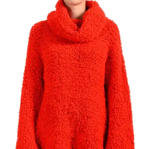 Hugo Boss Women's "FIHARA" Red Wool Mockneck Long Sleeve Sweater US S IT 40