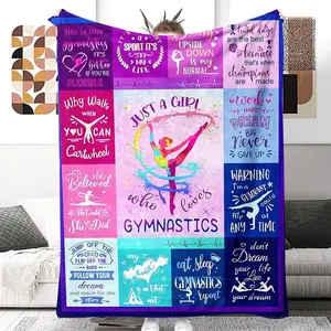 Gymnastics Pattern Blanket, Inspirational Blanket, 1 Count Soft Throw Blanket, Casual Soft Blanket, Soft Cozy Blanket, Air-conditioned Room Blanket, Warm Nap Blanket for Home & Office, Gift for Gymnastics Lovers