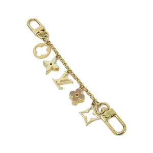 Pre-owned Louis Vuitton Brass Small Leather Goods Bag Charm Chain Fleur De Monogram Bag Charm