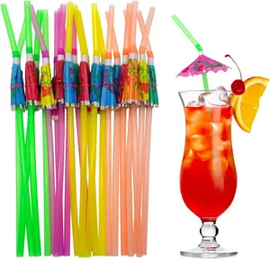 100pcs Umbrella Drink Straws 9.45 Inch Assorted Colors, Fancy Mini Paper Umbrella Drink for Cocktail, Milkshake, Juice, Great for Beach Party, Hawaiian Party, Luau Party, Bar, Home Party