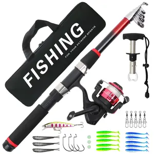 2.1m Telescopic Fishing Rod Set, Pre-Lined Spinning Reel, Accessories Box, Fish Control Device, Storage Bag, Ideal Gift for Beginners