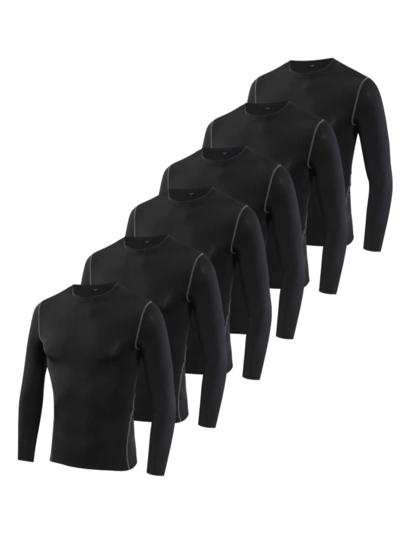 6 Pack Youth Compression Shirt for Boys, Long Sleeve Moisture-Wicking Athletic Baselayer, Quick-Dry 4-Way Stretch Top for Sports