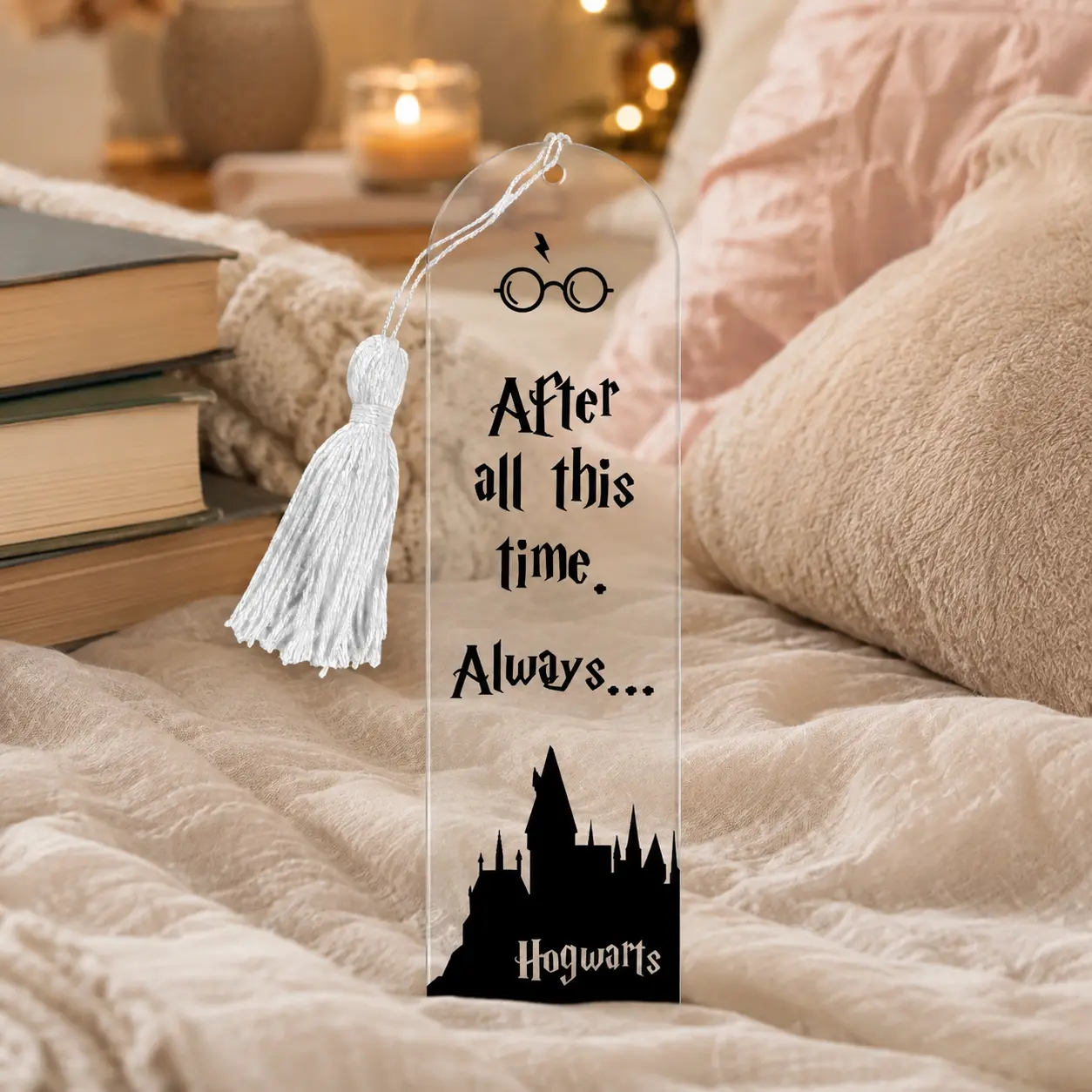 2D Magic Academy Castle Clear Acrylic Bookmark | Wizard Glasses Design Book Marker | Fantasy Reader Gifts | Unique Bookish Accessories | Bookworm Present