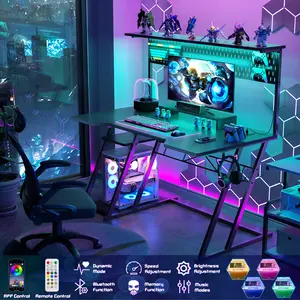 Cyclysio Black/Pink gaming furniture,gamer desk,gaming desk,Z Shaped Gaming Desk Corner Computer Deskcomputer desk thick tables & desks,corner desk,computer desk space-saving tables & desks,work from home desk