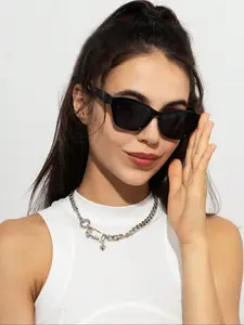 Unisex Vintage Cat Eye Frame Sunglasses, Trendy Casual Oval Shaped Sunglasses for Everyday Use, Fashion Accessories for Outdoor Activities