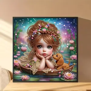 Girl Pattern Diamond Painting Kit, DIY Irregular Crystal Diamonds Adult Full Drill Art Set for Home Decor, Frameless Craft Handmade