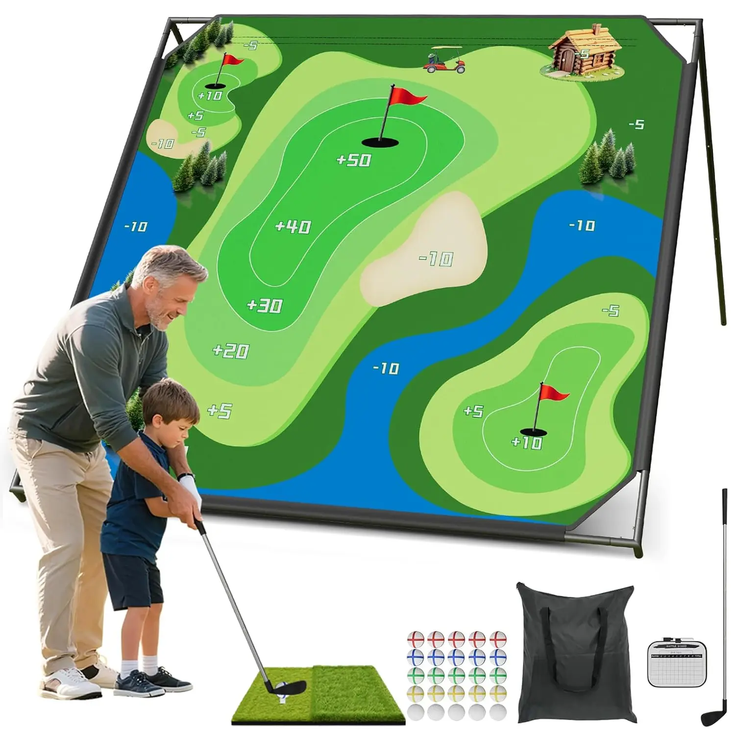 ABORON Golf Chipping Game Set with Stand Golf Target Battle Games with Hitting Mat, 25 Sticky Balls, Indoor Outdoor Portable Golfs Game for Chipping Practice for Golfers sohochic