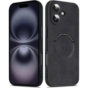 Magnetic Phone cases for iPhone 17 Pro Max 16 15 14 13 12 Pro Max Plus Compatible with Magsafe Military Grade Drop Protection TPU and Suede PU Leather Case, Anti-Vibration Anti-Slip Ultralight Luxury Cover case for iPhone 17 Pro Max (Black Blue Brown)