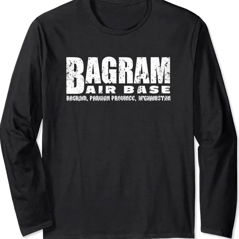 Bagram Air Base Airfield Usaf Afghanistan Distressed Text Long Sleeve T-shirt
