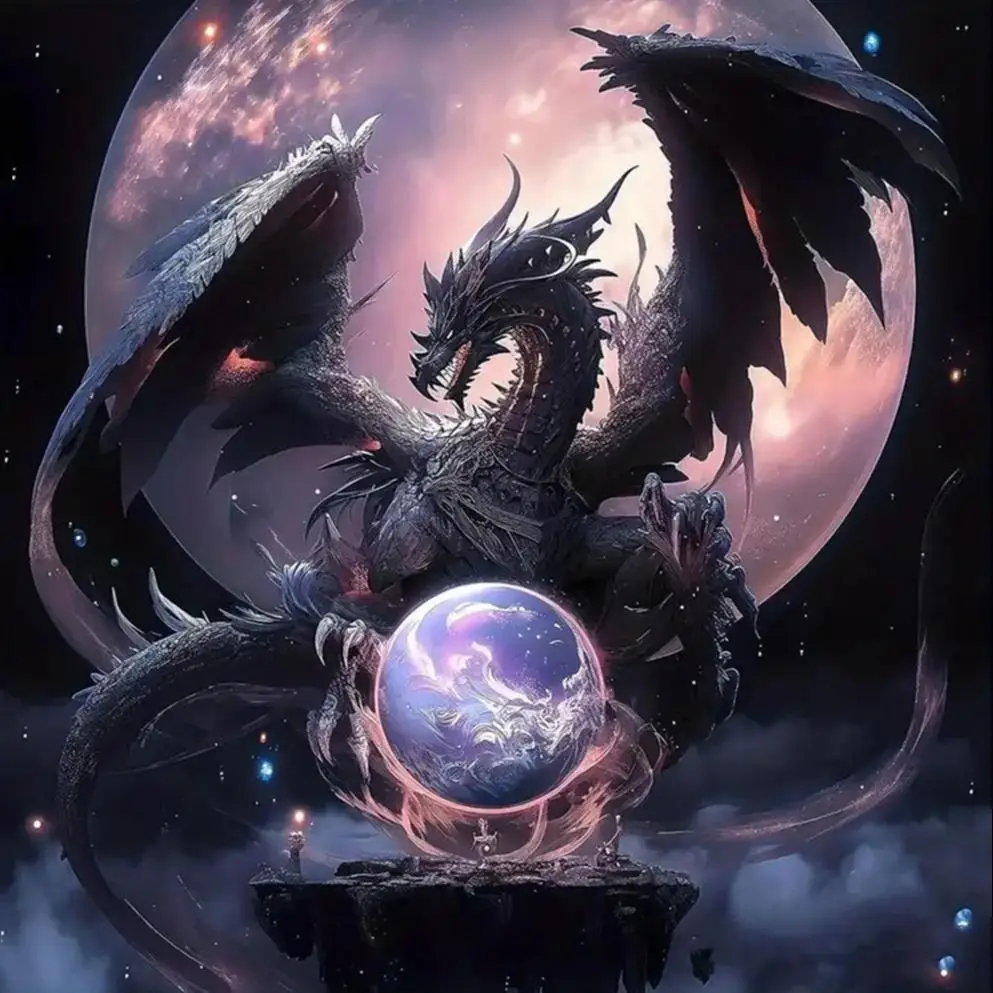 Dragon Pattern DIY Acrylic Diamond Arts Colorful Painting without Frame, DIY 5D Diamond Arts Colorful Painting Kit, Wall Art Decor for Home Living Roo