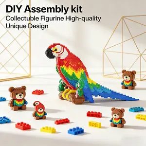 Neon Feather Parrot Building Blocks 3D Puzzle Decoration, Home Office Shelf Decor, Party Tabletop Display, Ideal Gift for Holidays