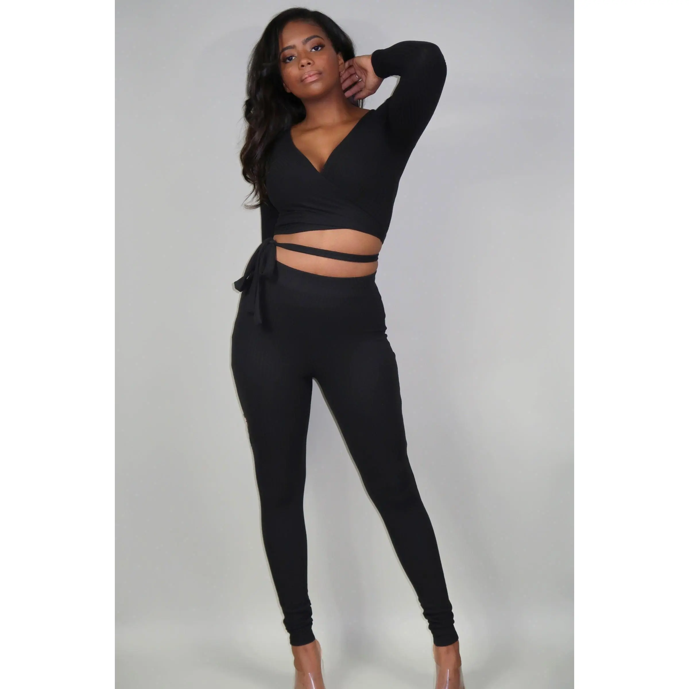 Tie Top Legging Set | Black