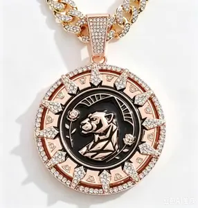 Unisex Iced Out Black Panther Medallion Cuban Link Chain - Game Day Hip Hop Statement Necklace