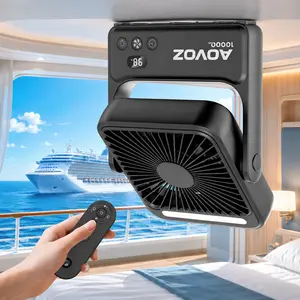 AOVOZ Magnetic Cruise Ship Fan with Night Light - 10000mAh Ultra-Slim Battery-Powered Brushless Rechargeable Plug-In Multi-Speed Foldable Hook Fan, Father's Day Gift for Dad, 2026 Cruise Cabin Essentials for Sleeping, Camping, Battery-Powered Portable Fan