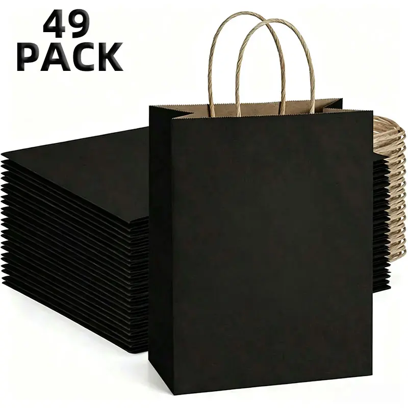 49 Pcs Medium 8.27x4.33x10.63 Inch Brown Kraft Paper Gift Bags with Handles for Bulk Wedding, Party Favors, Grocery, Shopping, Retail Merchandise, Gift Sacks