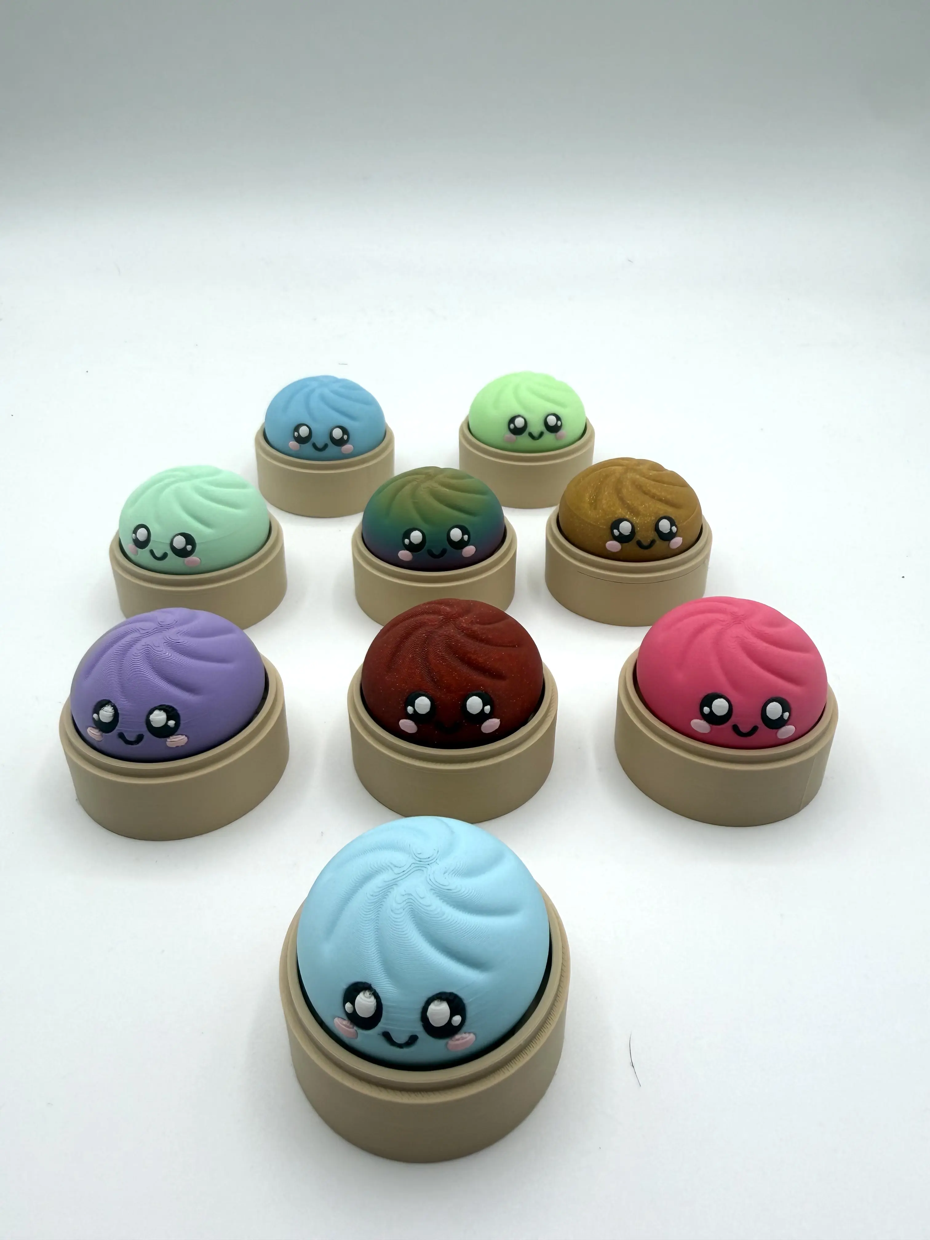 Dumpling Fidget Clicker, Kawaii 3D Printed Stress Relief Toy, Glow in the Dark Dumpling, Cute Sensory Gift, Colorful Mini Dumpling