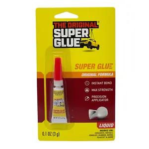 Super Glue Original Formula, 0.1 OZ - Clear Glue for Plastic, Wood, Ceramic Glue Repair - Heavy Duty, Strong Adhesive - Multipurpose Super Glue for Rubber,  Shoes and More