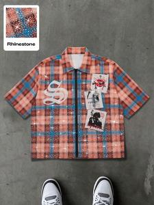 men's regular fit plaid print short sleeve shirt, street fashion casual comfy top for daily outdoor wear, men clothes for summer