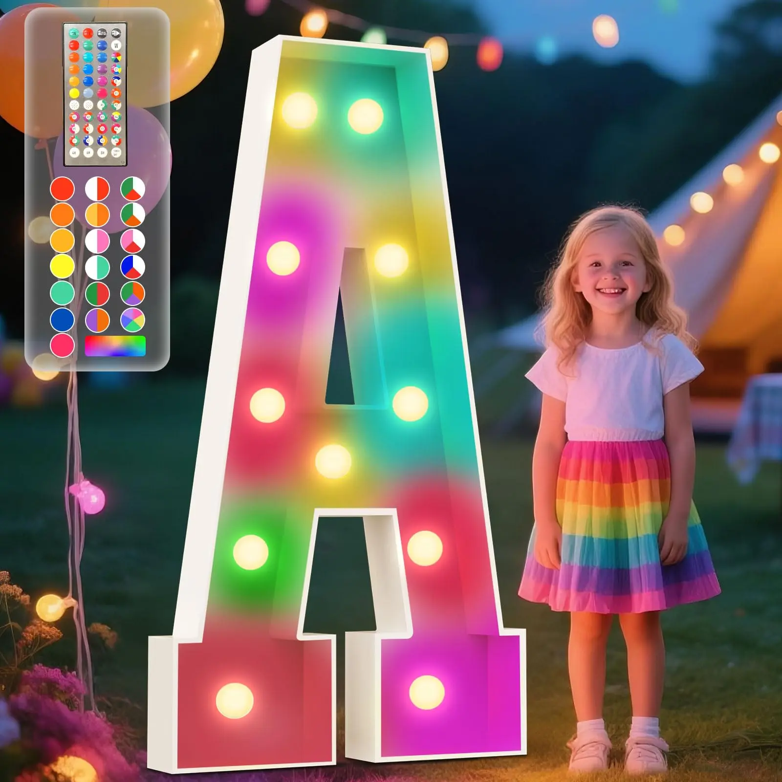 4ft Marquee Light Up Letters  34 Colors Changing Letter 4 Feet Tall With Remote Big For Party Wedding Graduation Birthday Decorations Large A