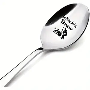 Stainless Steel Coffee & Tea Spoon, Witch Hat Design, Engraved Spoon for Coffee Lovers, Unique Gift Idea for Family & Friends