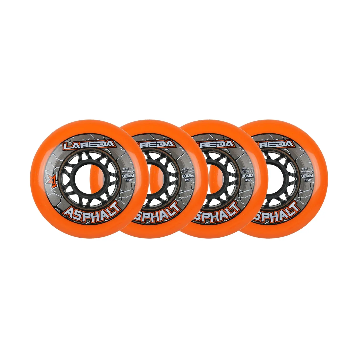 Labeda Roller Hockey Wheels - Asphalt Gripper 80mm 85A Orange (4-Pack)