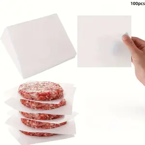 100pcs Non-Stick Waterproof Oil-Proof Meat Packaging Paper Squares, Food Grade Papier Material, Ideal for Hamburgers, Baking, BBQ, Cakes, Candy Wrapping