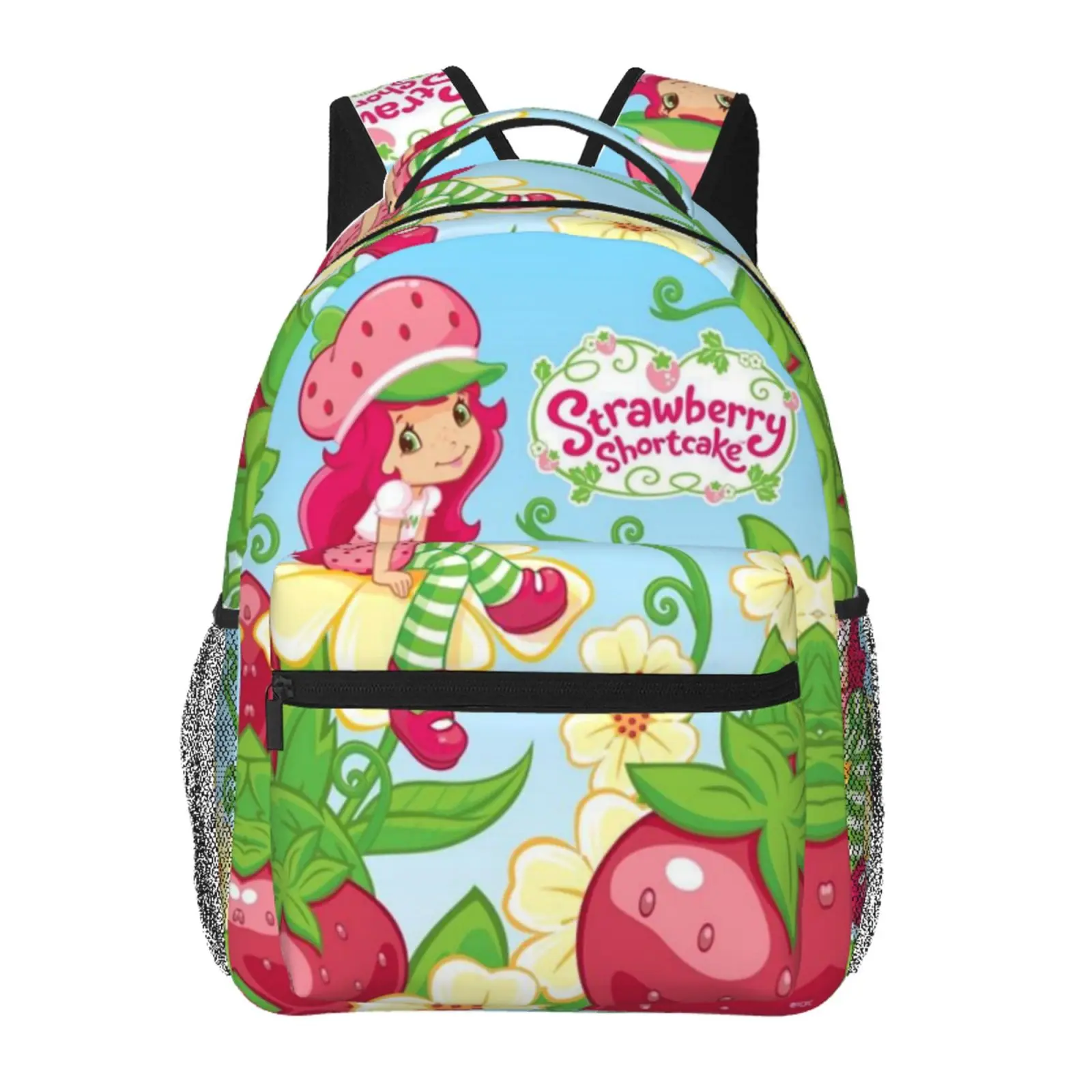 Strawberry Shortcake All-Over Print Backpack, Easy-Clean Large Capacity Daypack with Lightweight Padded Shoulder Straps, Backpacks for School, Picnic Getaway Gift for Kids, Great Gift