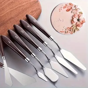 Set of 7 Stainless Steel Cake Cream Spatula Frosting Baking Pastry Tool Shovel Cake Painting Scraper Decorating Spatula Mixing Set Icing Oil Painting Cream Toner Tool for Fondant Chocolate