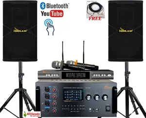IDOLmain ASM9 | 5000W Touch Screen Professional Karaoke Digital Mixing Amplifier W/ Optical /Bluetooth Plus Loudspeakers, Wireless Microphones Karaoke System