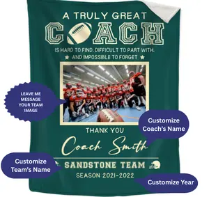 Football Coach Appreciation Gift, Personalized Photo Blanket, Football Coach Gift